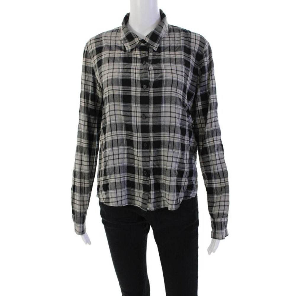 Generation Love Long Sleeves Button Down Black Plaid Shirt Size XS